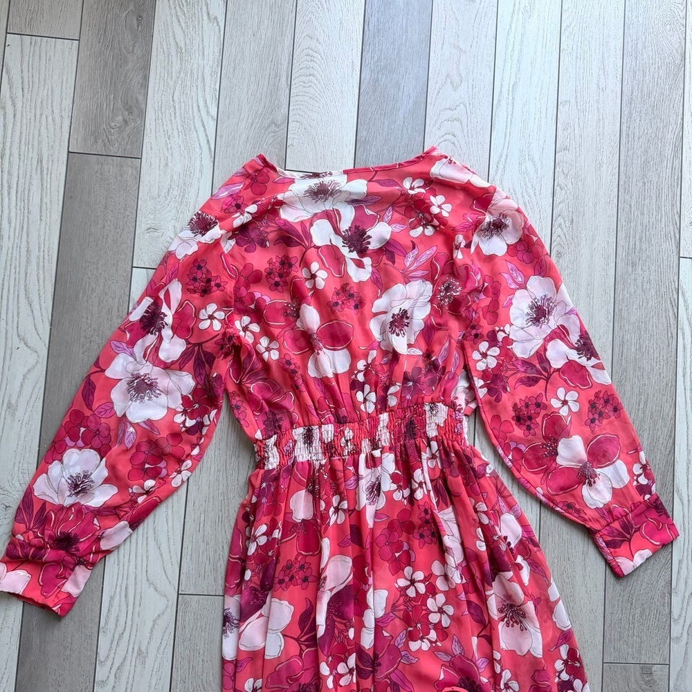 Alexa B. Nites Floral Smocked Waist Faux Wrap Long Sleeve Maxi Dress - Picture 4 of 7